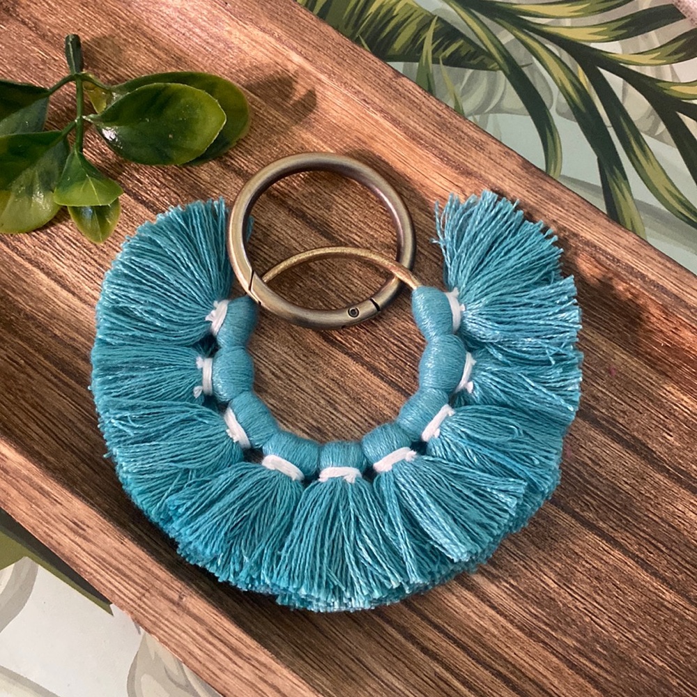 Turquoise fringe keychain